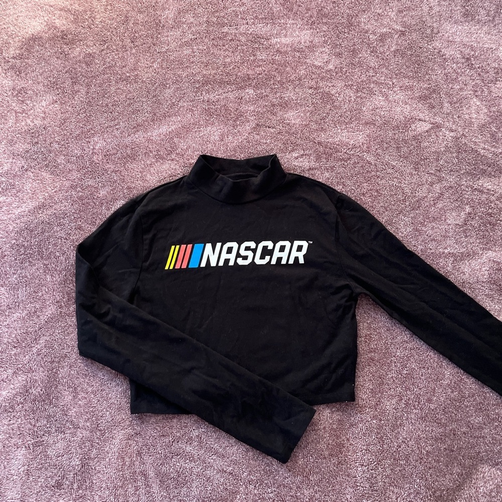 NASCAR Black Long Sleeve Crop Top
